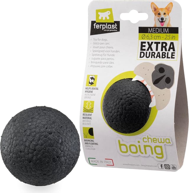 Thumbnail 6 de Ferplast Chewa Boing Palla per Cane Grande (diametro 8 cm) nera: gioco rimbalzante e galleggiante per igiene dentale