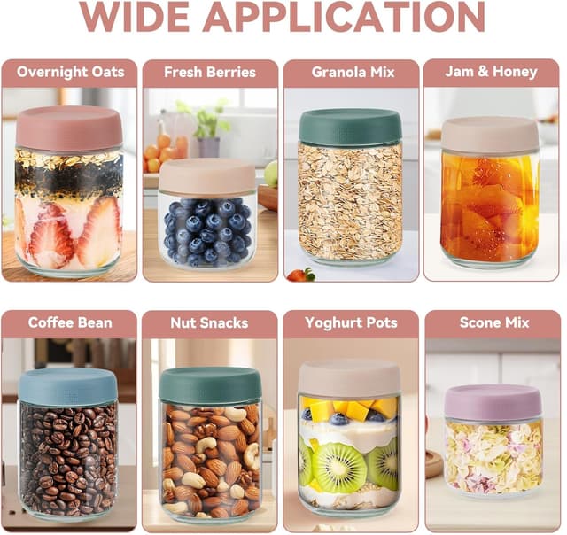 Thumbnail 2 de Esilihom 6-Pack Overnight Oats Jars, 16 oz glass 🥣