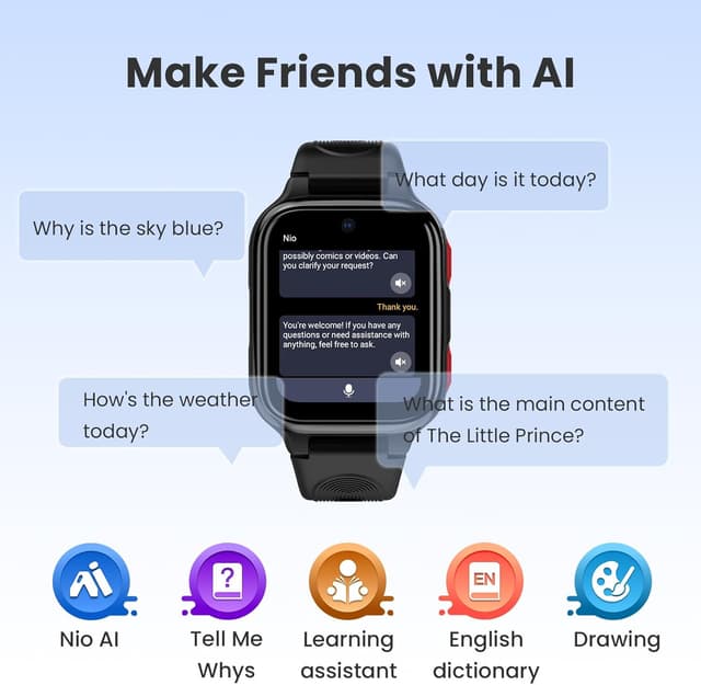 Detalle de LAGENIO K9 Smartwatch Bambini AI con GPS, 4G e videochiamate su rete 4G, display AMOLED 1,78" e modalità scuola