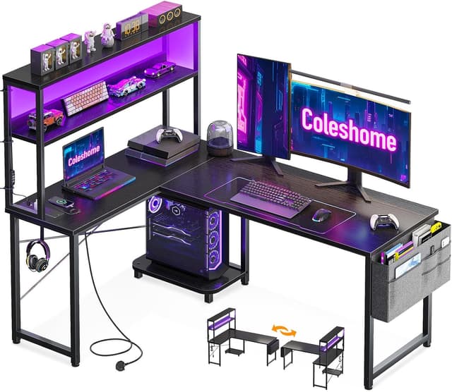 Detalle de Coleshome L Shaped gaming desk 135×100 cm