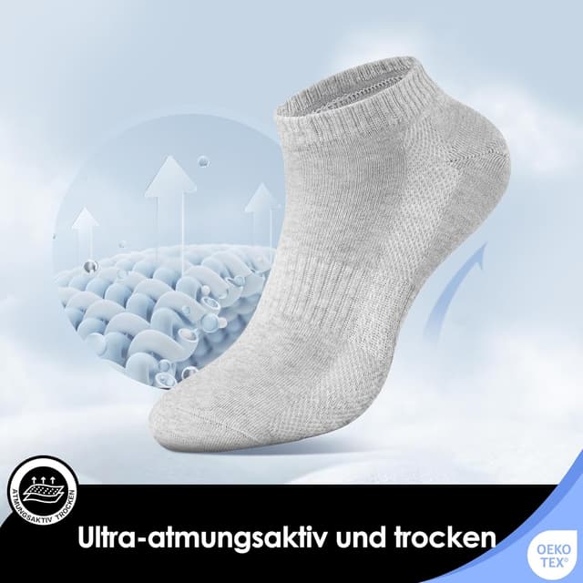 Detalle de Falechay 10 Paar Sneaker Socken aus Baumwolle – atmungsaktiv & kurz, unisex