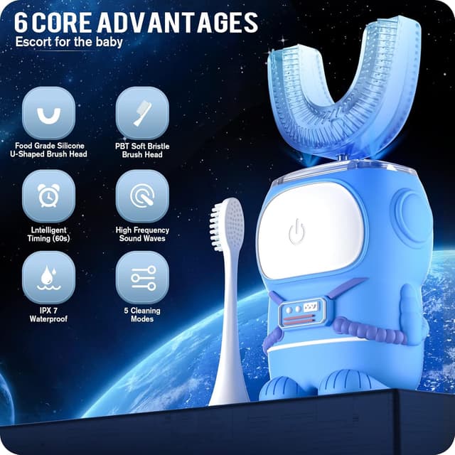 Detalle 2 de RexCodar Ultrasonic U-Shaped Kids Toothbrush 60s
