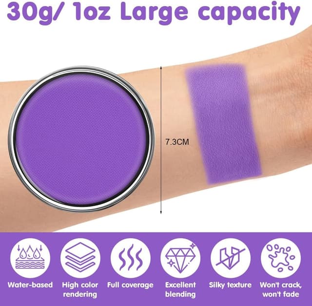 Detalle de AOOWU Peinture visage et corps lavable 30 g – maquillage hydrosoluble pour enfants et adultes (cosplay, carnaval, Halloween)