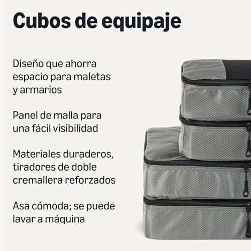 Detalle 2 de Amazon Essentials juego de 4 cubos para viaje (2 medianos y 2 grandes) con doble cremallera y malla