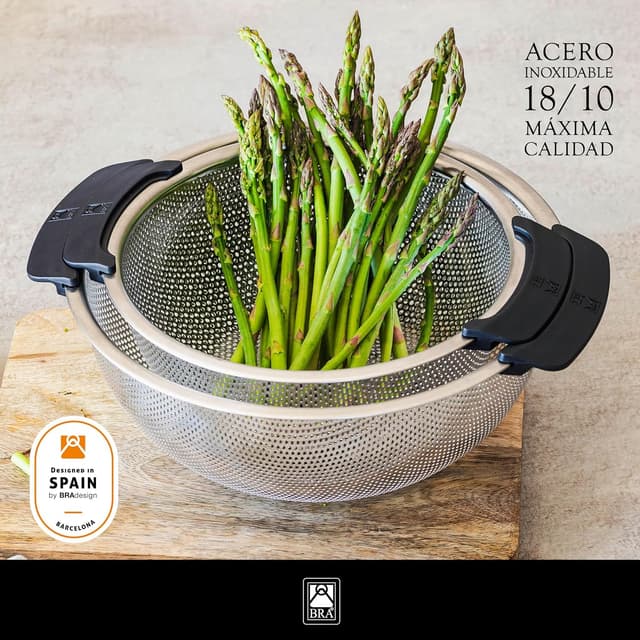 Thumbnail 3 de BRA Set 3 escurrideras 18-22-26 cm Acero 18/10