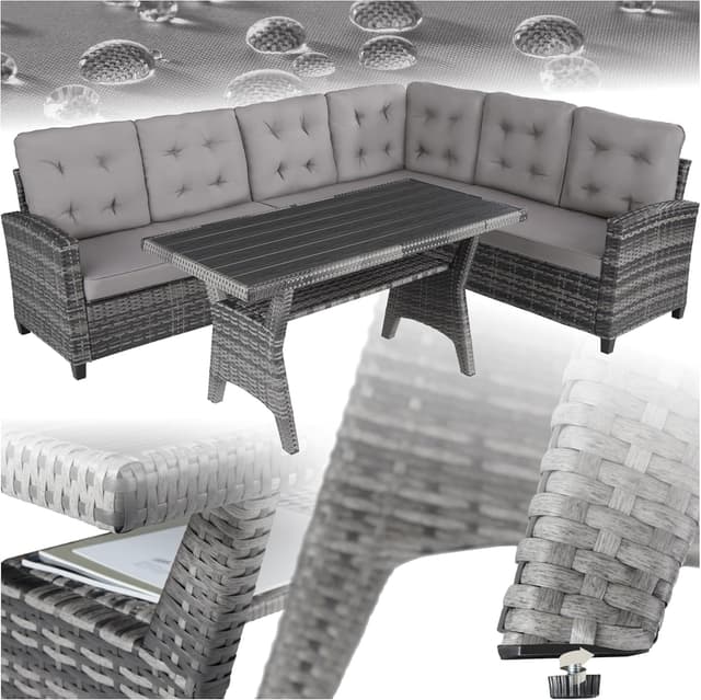 Imagen de TecTake Conjunto Jardín Ratán 9 cm Gris en OfertitasTOP