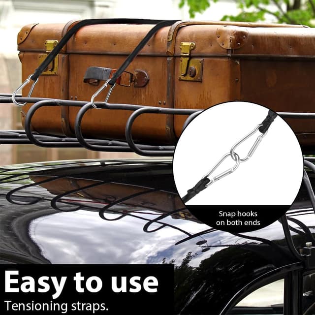 Detalle 2 de URAQT corda elastica con 4 corde elastiche e moschettoni, tenditore elastico da 60 cm