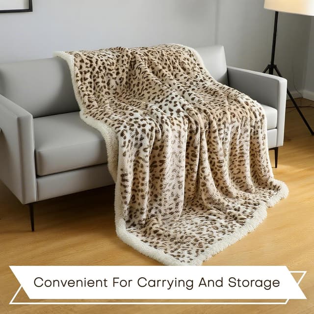 Thumbnail 1 de Beige Leopard Electric Heated Blanket 72x84"
