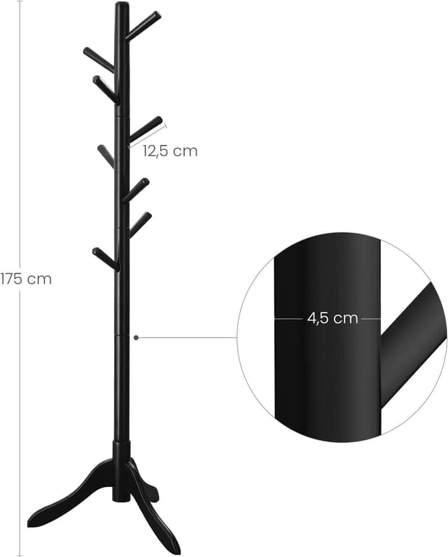 Detalle 2 de VASAGLE Attaccapanni da Terra in Legno 8 Ganci