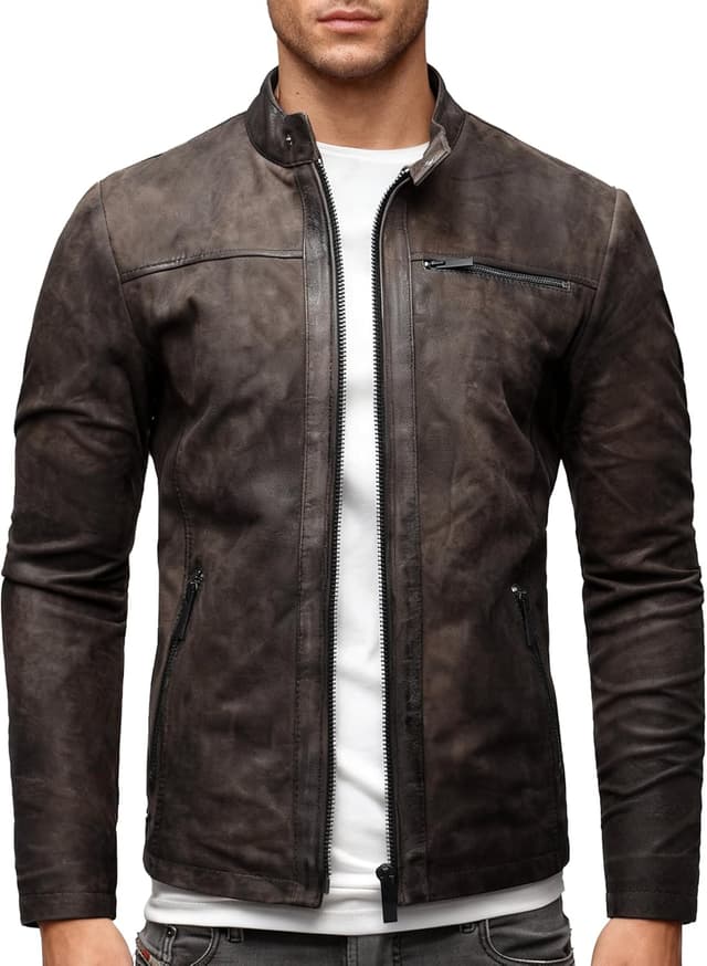 Detalle de Crone Epic Lederjacke Cleane Basic Herren