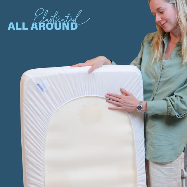 Detalle de 100% Pure Jersey Cotton Cot Bed Sheets 140 x 70 Fitted (3 Pack) + Waterproof Protector Pad – Star Print, Gray/White