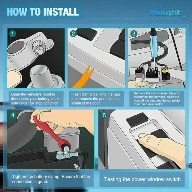 Detalle de Nilight Power Master Window Switch (8 Pins + 3 Pins) Replacement for Select Chrysler, Dodge, and Ram Models