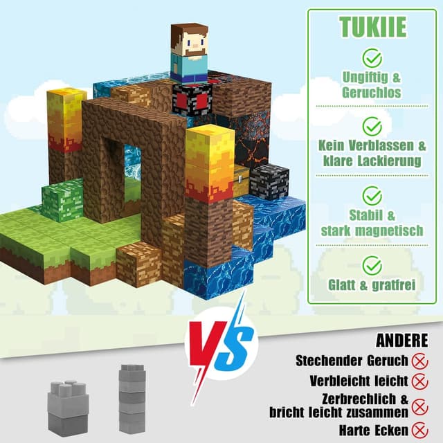 Thumbnail 3 de TUKIIE Magnetische Bausteine 160 Stück (1 Zoll) – Magnetspielzeug für Kinder ab 3 Jahren