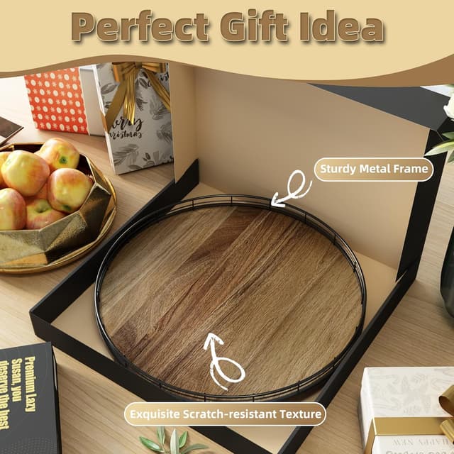 Thumbnail 5 de Acacia Wood 16" Lazy Susan Turntable Organizer 🍽