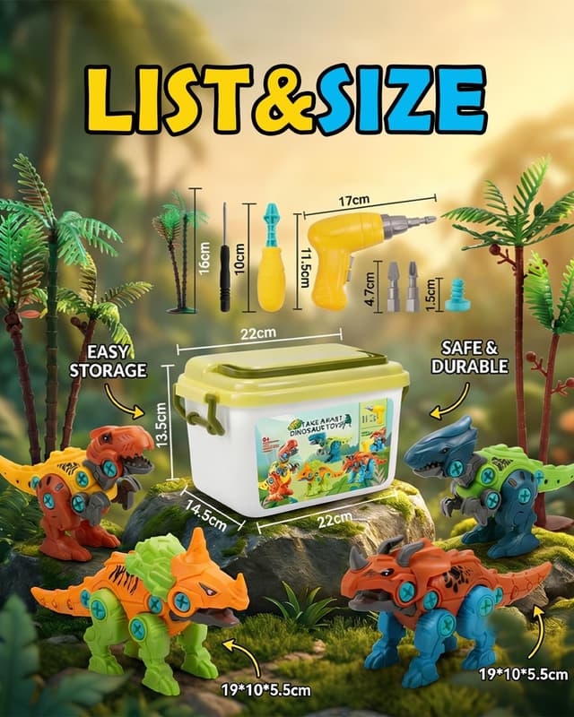 Thumbnail 6 de Jovrun Dinosaur Take-Apart Kit with Drill