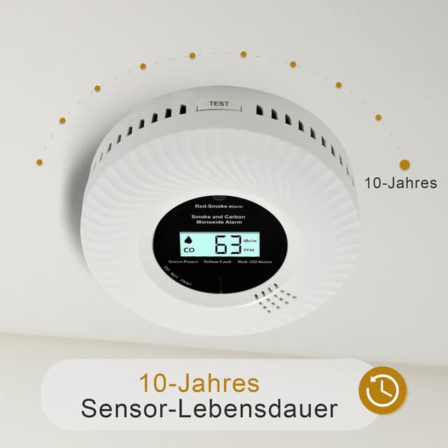 Detalle de Kohlenmonoxid Rauchwarnmelder mit Sprachalarm