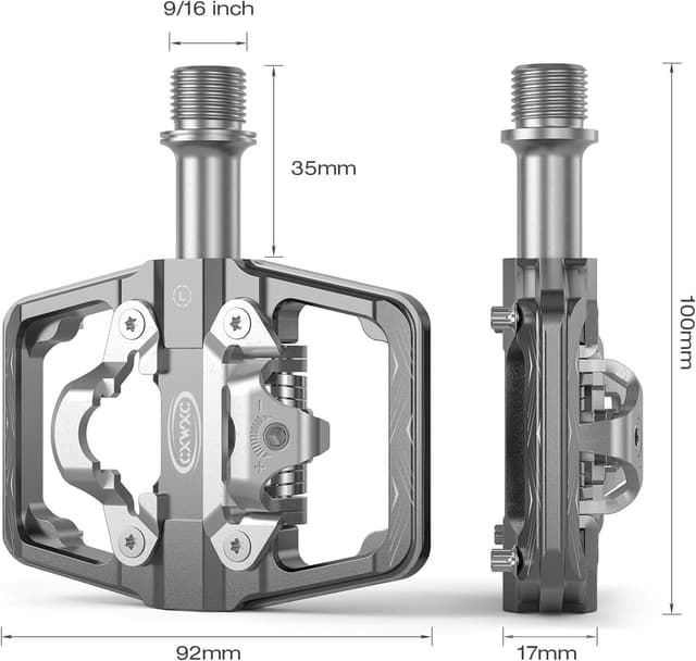 Detalle de Pedali 2-in-1 per mountain bike Shimano SPD: doppia faccia flat e clipless con sgancio rapido (asse 9/16")