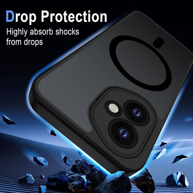 Detalle de XTCASE Coque magnétique pour Honor 400 5G compatible MagSafe – dos mat translucide noir avec bumper TPU anti-chocs