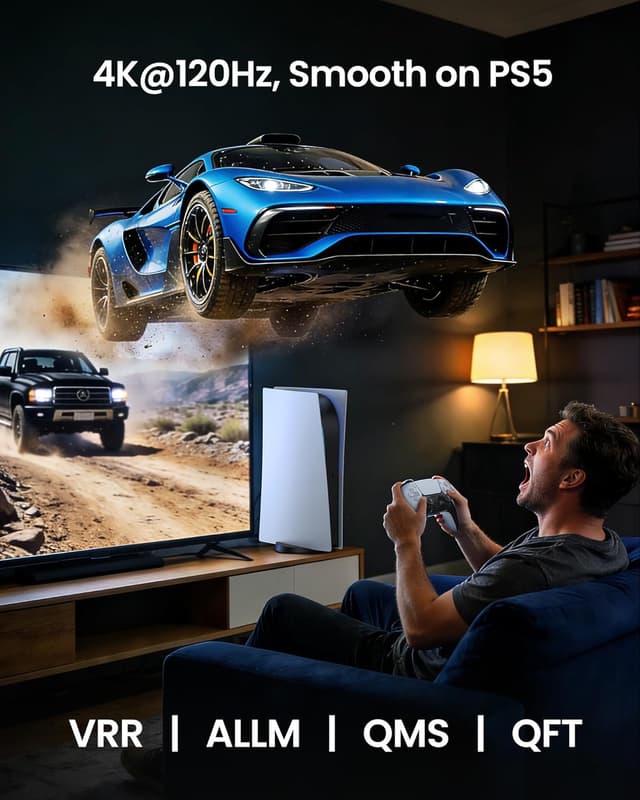 Detalle 2 de Silkland Certified HDMI 2.1 Cable (5FT) for PS5 and Xbox Series X|S — 4K@120Hz, 8K@60Hz, 48Gbps