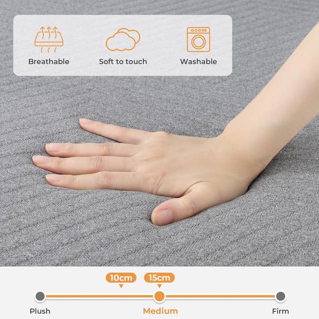 Detalle de Vesgantti Folding Mattress Double 135x190cm with 15cm Tri-Fold Gel Memory Foam