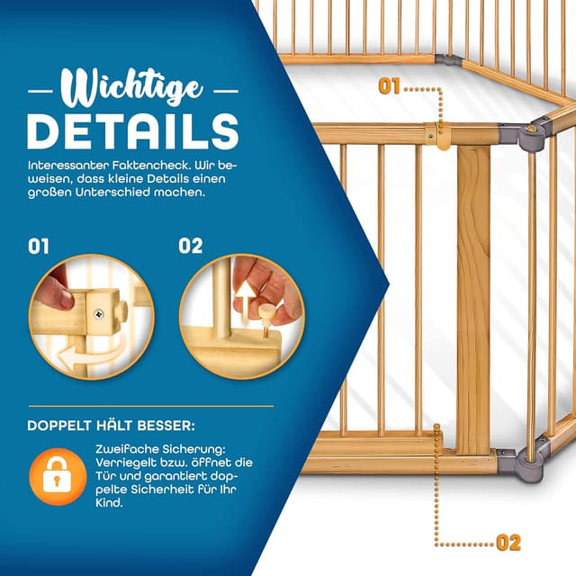 Detalle de KIDUKU® 7,2 Meter Baby Laufgitter XXL 8‑teilig