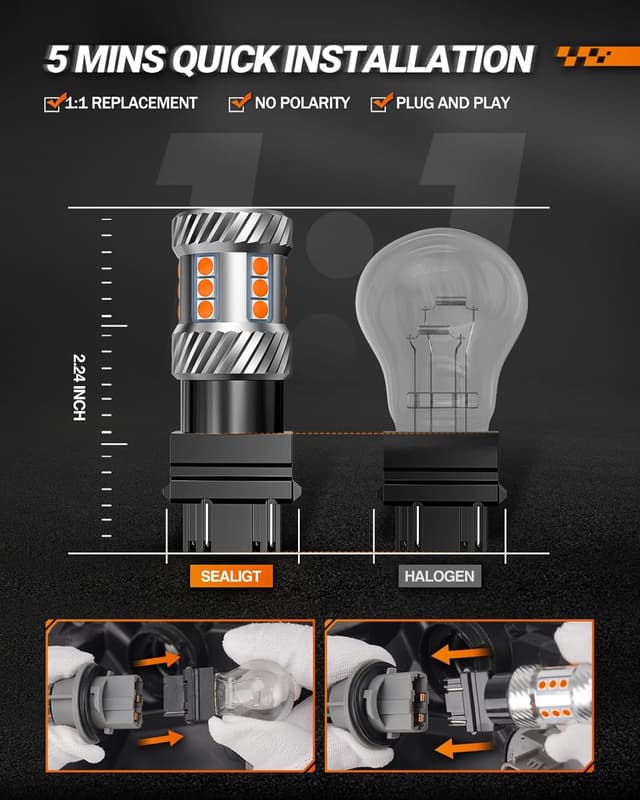 Thumbnail 5 de SEALIGHT 3157 LED Turn Signal Bulb 600% brighter
