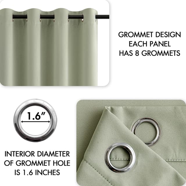 Thumbnail 5 de MIULEE Rideaux Occultant Vert Sauge 140x245cm