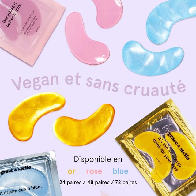 Detalle de Grace & Stella Masque Yeux Primé : patchs anti-cernes en gel (48 paires) rose, vegan et cruelty-free