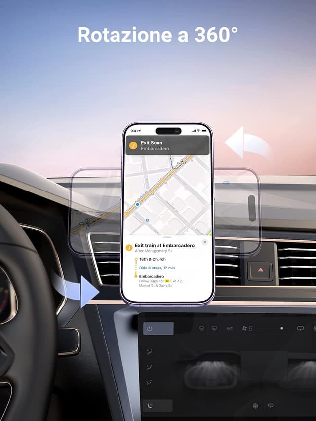 Detalle 2 de UGREEN Supporto Telefono Auto Magnetico con Clip per Bocchetta Aria (compatibile iPhone e Galaxy, rotazione 360°)