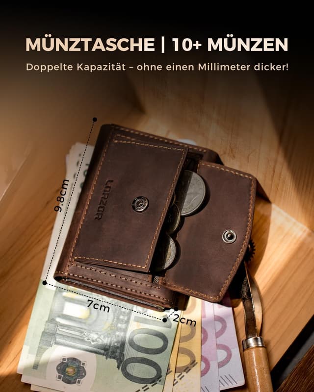 Thumbnail 1 de LORZOR Slim Wallet Geldbörse mit XXL-Münzfach