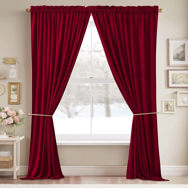 Thumbnail 1 de StangH Theater Red Velvet Curtains 84 in. 🪟