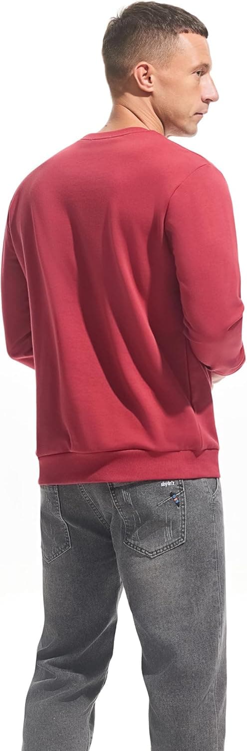 Detalle de VEIISAR Herren Sweatshirt mit Rundhalsausschnitt – Basic Pullover Langarmshirt für Freizeit & Sport