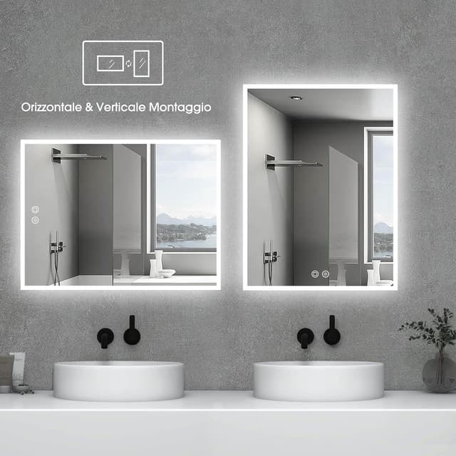 Thumbnail 3 de byecold Specchio da bagno con illuminazione LED 80 x 60 cm e interruttore touch dimmerabile