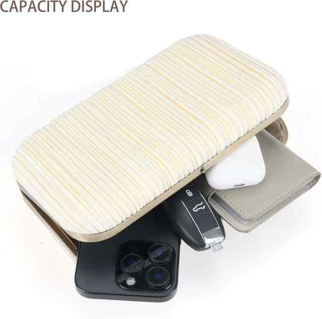 Thumbnail 6 de Milisente clutch bag for women with top handle, pleated satin finish and antique brushed gold clasp