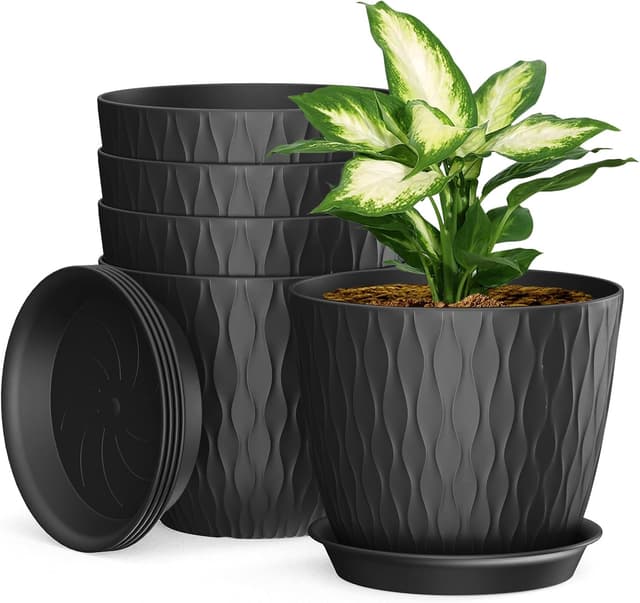 Detalle de Plastic plant pots 5 pack 20cm indoor