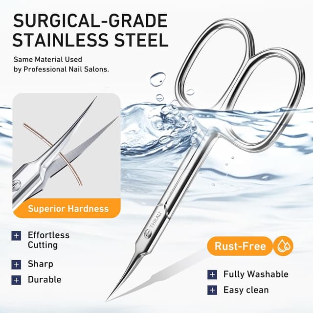 Thumbnail 6 de THRAU Forbici per Cuticole extra sottili con lama curva in acciaio inox