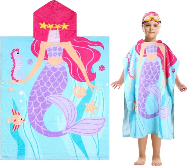 Detalle de Badeponcho Kinder 70 x 60 cm aus Baumwolle