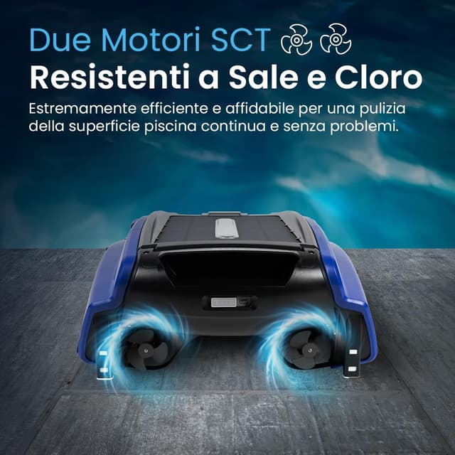 Detalle 2 de Betta SE Robot Skimmer Solare senza fili per piscina – pulitore automatico di superficie con batteria fino a 30h