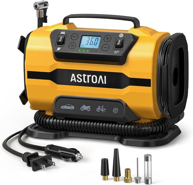 Detalle de AstroAI Tire Inflator 150 PSI Portable Pump ⛽
