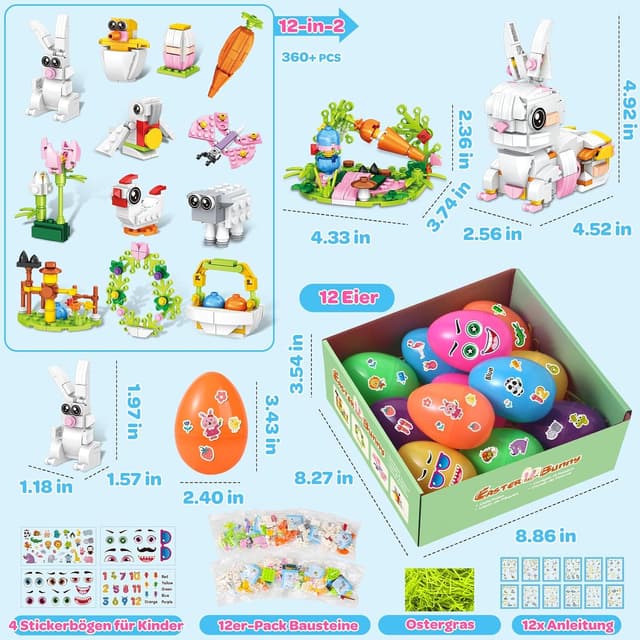 Detalle 2 de MOONTOY Ostergeschenke Kinder: 12 Ostereier