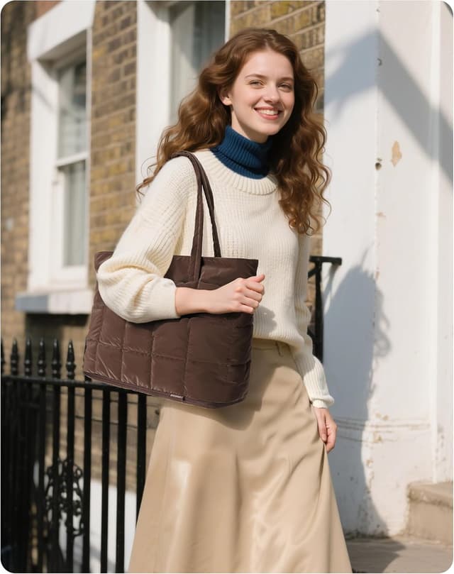 Detalle 2 de bagsmart Expandable Laptop Tote Bag for Women (Large Capacity Puffer Work Bag)