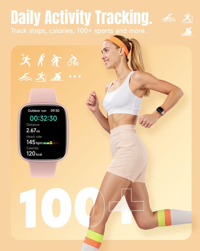 Detalle 2 de antfit Smart Watch for Women with 1.85" Ultra HD AMOLED, 10-Day Battery & 3ATM Water Resistance (Pink)