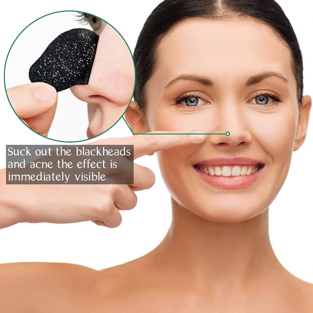 Detalle de Tiras Nasales Carbón 80 unidades para poros 👃