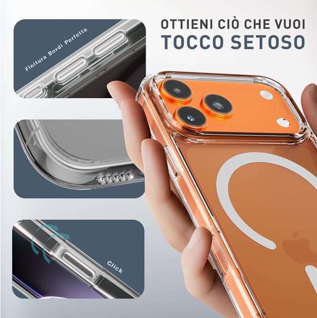 Detalle de tigratigro Cover Magnetica per iPhone 17 Pro con Mag-Safe, trasparente anti-graffio e anti-ingiallimento
