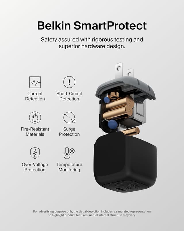 Detalle 2 de Belkin 45W USB-C Charger Block (2-Pack) with USB-C Cable Included — USB PD 3.1 PPS Fast Charging, Black
