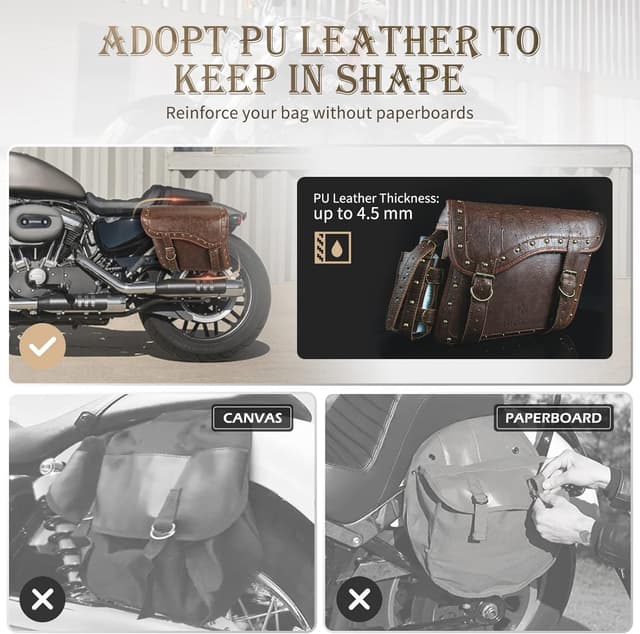 Detalle 2 de NICECNC Alforjas 25L de cuero PU para moto