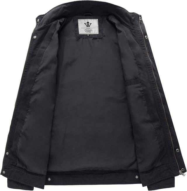 Thumbnail 2 de WenVen Giacca da Uomo Classica in Cotone con Zip Antivento e Tasche, stile casual autunnale