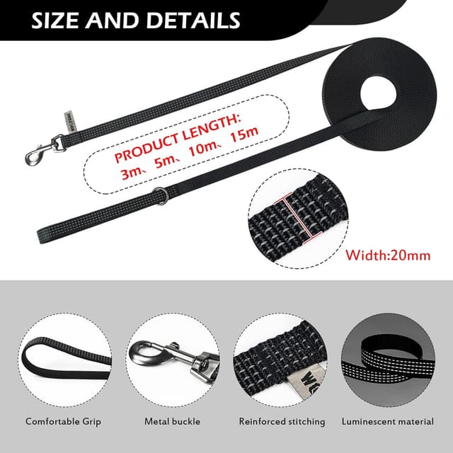 Detalle 2 de Wolfone Long Line Dog Lead 10m with padded handle ๐