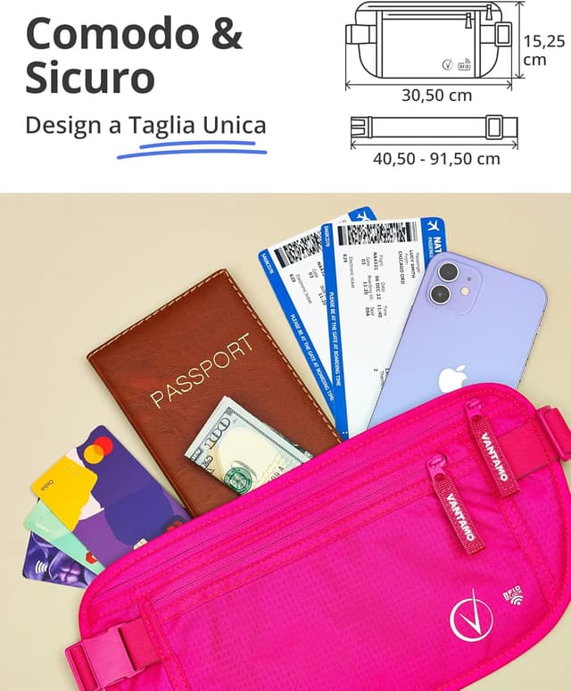 Detalle 2 de Cintura viaggi nascosta RFID portafoglio