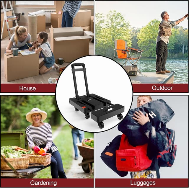 Thumbnail 6 de SOLEJAZZ Folding Hand Truck Dolly – 230kg portable trolley with 6 wheels, folding design and bungee straps